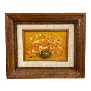 Little Vintage Fall Flowers Original Acrylic Painting: Made by a Real Human